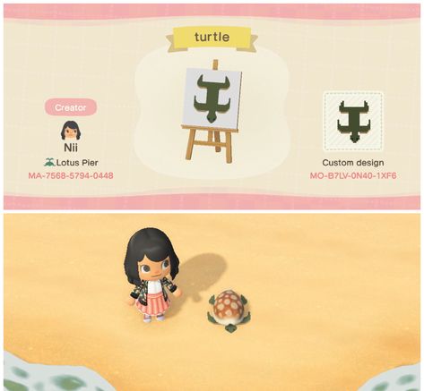 Animal Crossing Turtle, Map Layout, Turtle Beach, Turtle Design, Animal Crossing Qr, A Turtle, Sea Turtle, Animal Crossing, Custom Design