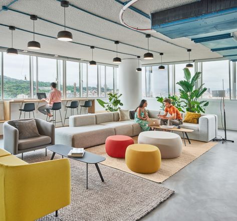 Coworking Space Design, Meja Sofa, Office Design Inspiration, Office Interior Design Modern, Coworking Office, Office Space Design, Office Lounge, Lounge Design, Open Office