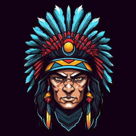 Native American Logo, Apache Wallpaper, Inca Warrior, Club Motor, Warrior Man, Gaming Logo Design, Gamer Logo, American Logo, Logo Design Illustration