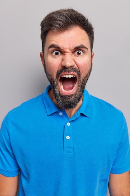 Man shouts angrily keeps mouth widely op... | Free Photo #Freepik #freephoto #rage #man-shouting #furious #angry-man Open Mouth Drawing, Ex Pictures, Angry Pictures, Drunk Face, Expression Challenge, Angry Person, Shocked Face, Angry Face, Face Pictures