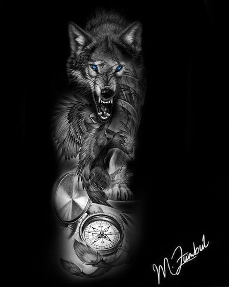 Feniks Tattoo, Jungle Woman, Rare Tattoos, Compass Tattoo Design, Wolf Tattoo Design, Alcohol Party, Phoenix Tattoo, Wolf Tattoos, Wolf Tattoo