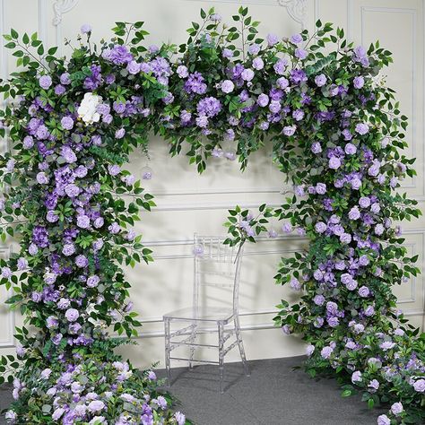 Lilac Purple Green Leaf White Orchid 5D Artificial Floral Row Arch,custom Flower Row Arrrangement Wedding Decor,marriage Party Home Backdrop - Etsy Wedding Alter Flowers, Lilac Wedding Themes, White Orchid Wedding, Alter Flowers, Lavender Wedding Theme, Green Wedding Decorations, Purple And Green Wedding, Purple Wedding Decorations, Backdrop Floral