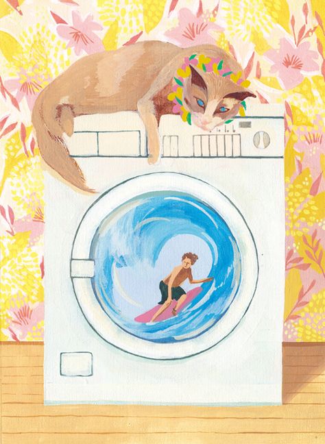 Laundry by Megumi Goto, via Behance Laundry Illustration, Doodle Drawings, Tatting, Acrylic Painting, Illustration Art, Doodles, Art Design, Drawings, Design