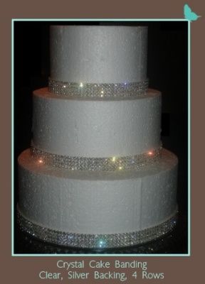 Rhinestone Wedding Cake, Bling Wedding Cakes, Cake Band, Wedding Cake Ribbon, Bling Cakes, Crystal Cake, Decorating Cakes, Engagement Cakes, Crystal Trim