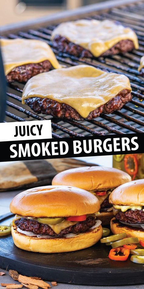 Smoked Hamburgers, How To Cook Hamburgers, Pellet Smoker Recipes, Smoked Burgers, Easy Burger Recipe, Hamburgers Grilled, How To Cook Burgers, Traeger Recipes, Pellet Grill Recipes