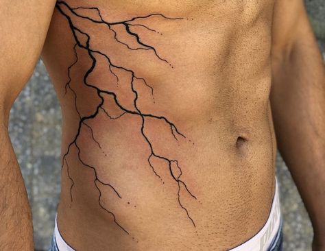 Back Of Tricep Tattoo Men, Lightning Tattoos, Tattoos Torso, Blitz Tattoo, Basketball Tattoos, Rib Tattoos For Guys, Lightning Tattoo, Bolt Tattoo, Cage Tattoos