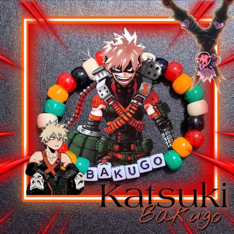 Mha Bracelet, Bakogu Katsuki Fanart, Bakogu Katsuki, My Hero Academia Katsuki Bakugo, Anime Bracelet, Bracelet Message, Mha Stuff, Kandi Ideas, Anime Jewelry