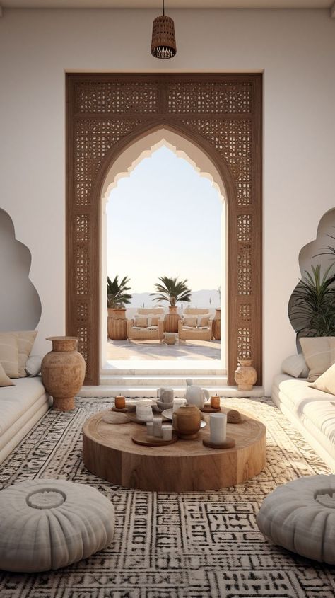 Moroccan Interior Design Moroccan Sitting Room, Moroccan Coastal Decor, Moroccan Style Apartment, Moroccan Style Homes, Moroccan Inspired Interiors, Turkish House Interior, Arabian Interior Design, Traditional Moroccan Living Room, Turkish Interior Design