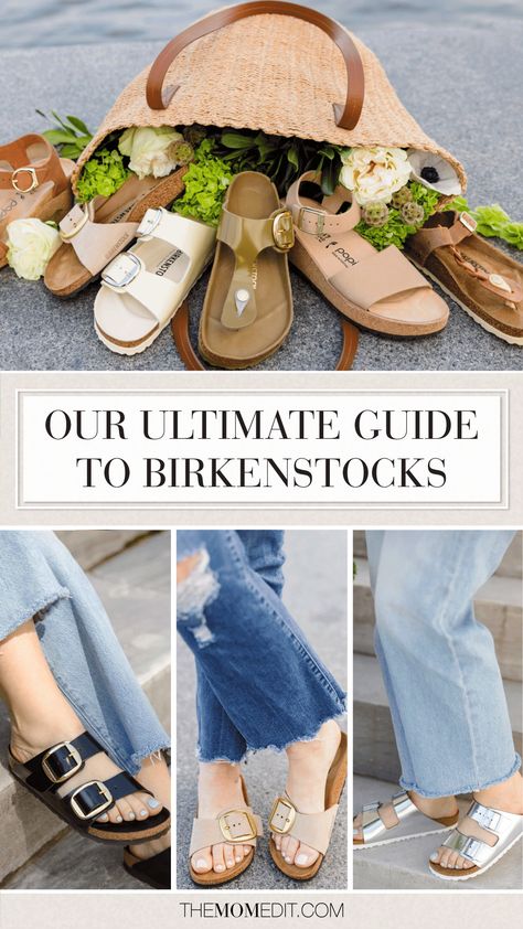 Detailed reviews of Birkenstock Madrids, Arizonas, Gizah, Papillon + more. Plus: outfit ideas, the best pair for every event, sizing info, break-in tips, & more, inside. | #TheMomEditStyle #Birkenstocks #BirkenstockSandals #BirkenstockSlides #SummerSandals #SummerShoes #BirkenstockOutfits #BirkenstockReview Burken Stocks Outfit, Birkenstock Madrid Outfit, Birkenstock Styling, Birkenstock Arizona Outfit, Summer Birkenstock, Birkenstock Outfit Summer, Birkenstock Big Buckle, Birkenstock Sandals Outfit, Madrid Outfits