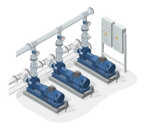 Industrial Water Pumps system room high pressure electric blue pump set Maintenance Service concept isometric isolated cartoon vector Pump Track Design, Fuel Pump Illustration, Manual Water Pump, Water Pump System, Sewage Ejector Pump, Peristaltic Pump, Tree Saw, Blue Pumps, Cityscape Photos