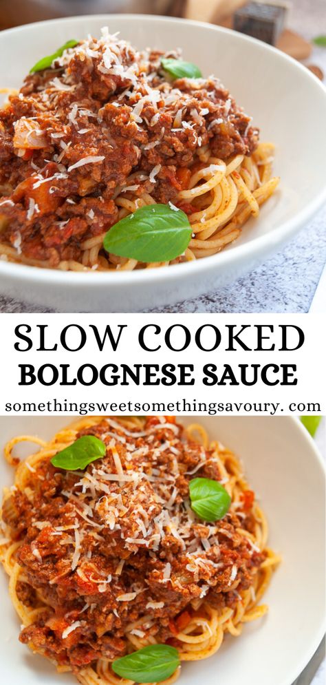 This slow cooked Bolognese sauce is meltingly tender, rich and delicious. Serve with spaghetti or use as the base for an amazing homemade Lasagne. #slowcookedbolognesesauce #bolognesesaucerecipe #bologneserecipe Homemade Lasagne, Slow Cooker Bolognese Sauce, Crockpot Italian, Meaty Meals, Slow Cooker Bolognese, Bolognese Sauce Recipe, Slow Cooker Spaghetti, Bolognese Recipe, Healthy Pasta