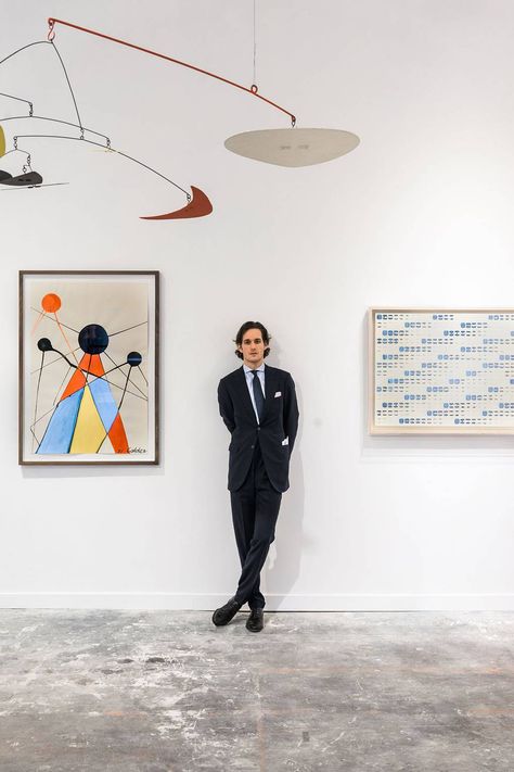 For it-gallerist Lawrence Van Hagen, 26, an online version of his popular What’s Up art shows was almost inevitable. ‘It was my dream, because I studied computer science,’ he says. ‘It’s been a huge success.’ Van Hagen designed five digital ‘spaces’, including a Venetian Palazzo and the Utah desert, displaying pieces by Andy Warhol, Antony Gormley and Gerhard Richter. ‘I was selling every single day, I was in shock!’ he says. ‘In the future, every show will have a digital aspect.’ Lawrence Van Hagen, Venetian Palazzo, Gallery Photoshoot, Gallery Curator, Artist Photoshoot, Successful Artist, Bright Young Things, Bonsai Forest, Utah Desert