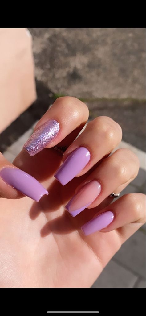 Nail For March, Nails Lilla, Nails Roxo, Lilla Nails, Gel Acrylic Nails, Summer Manicure, Nail Designs Glitter, Acrylic Nails Coffin, Pretty Acrylic Nails