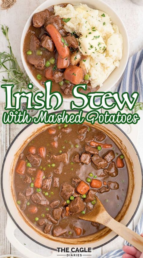 Stew With Mashed Potatoes, Traditional Irish Beef Stew, Irish Dinner Recipes, Traditional Irish Stew, Irish Mashed Potatoes, Irish Lamb Stew, Irish Stew Recipe, Irish Dinner, Irish Recipes Authentic