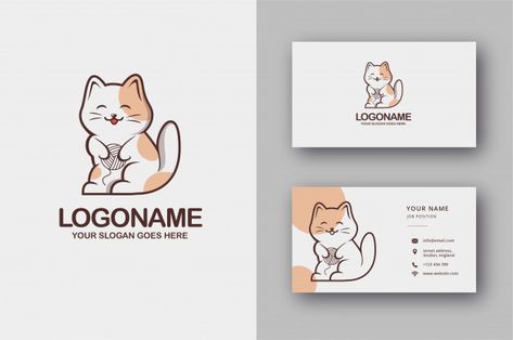 Cat Business Card, Cute Cat Logo, Cat Template, Art Business Cards, Logo Y, Name Card Design, Professional Business Card Design, Cat Sitter, Id Card Template