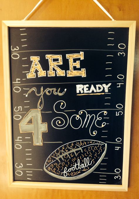 Super Bowl Chalkboard, Football Chalkboard Art Ideas, Football Chalkboard, Football Chalkboard Ideas, Chalkboard Football Art, Football Season Chalkboard Art, Superbowl Chalkboard Art, Football Chalkboard Art, Fall Restaurant Chalkboard