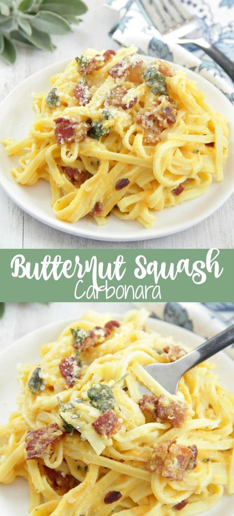 Butternut Squash Carbonara Butternut Squash Carbonara Pasta, Butternut Carbonara, Vegetable Carbonara, Butternut Squash Carbonara, Butter Nut Squash Lasagna, Healthy Pasta Carbonara, Butternut Squash Rice, Fresh Pasta Recipes, Slow Cooker Spaghetti