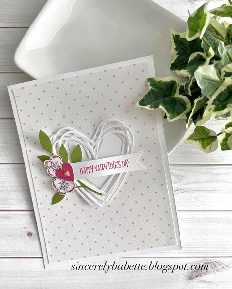 Sincerely, Babette: Valentine Heart Card Stampin Up Heart Shaped, Happy Anniversary Cards Diy, Simple Valentine Cards, Valentine Cards Handmade Simple, Cards With Hearts, Valentine Cards To Make, Stampin Up Valentine Cards, Valentine Heart Card, Friends Weekend