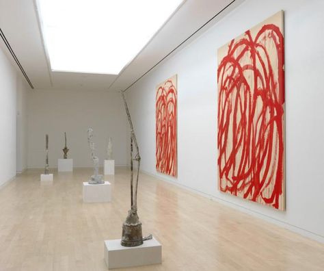 Many of the 13 works on show have never been exhibited before. © Cy Twombly Foundation; Photography: Robert McKeever. Courtesy Gagosian Gallery. ' Exhibition Installation, Gagosian Gallery, Claes Oldenburg, Art Biz, Cy Twombly, Exhibition Art, Plaster Sculpture, Words On Canvas, Living In Italy