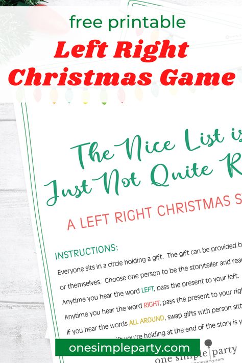 Left Right Christmas Gift Exchange Story, Gift Exchange Right Left Game, Christmas Games Left Right Game, Gift Exchange Games Left Right, Book Exchange Game For Kids, Left Right Christmas Game For Adults Free Printable, Lets Make A Deal Christmas Game, Christmas Story Left Right Game, Left Center Right Dice Game Christmas