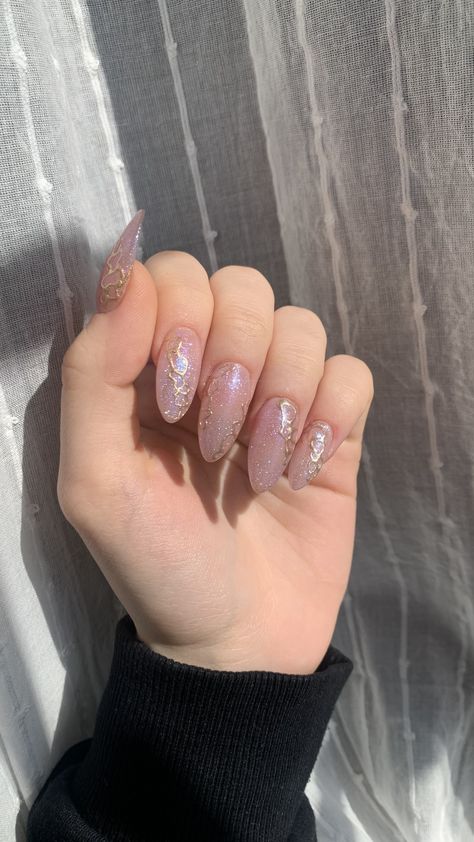 Nails Aesthetic, Nail Tips, Press On Nails, Lilac, Mermaid, Nail Art, Glitter, Nails, Pink