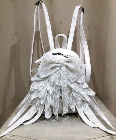 Angel Wings Backpack, Wings Backpack, Ruck Sack, White Goth, Pretty Bags, Mode Inspo, 영감을 주는 캐릭터, Alternative Outfits, Dream Clothes