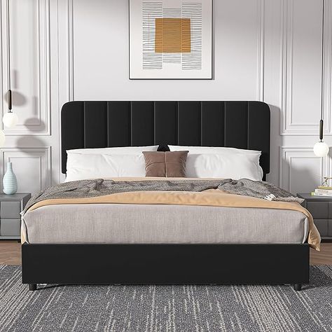 Amazon.com: VECELO Full Size Upholstered Bed Frame with 4 Drawers and Adjustable Headboard, Velvet Platform Storage Bedframe Mattress Foundation, Wooden Slats Support, No Box Spring Needed, Black : Everything Else Headboard Velvet, Full Size Upholstered Bed, Platform Storage, Black Headboard, Velvet Headboard, Upholstered Bed Frame, Wooden Slats, Upholstered Bed, Bedroom Furniture Beds