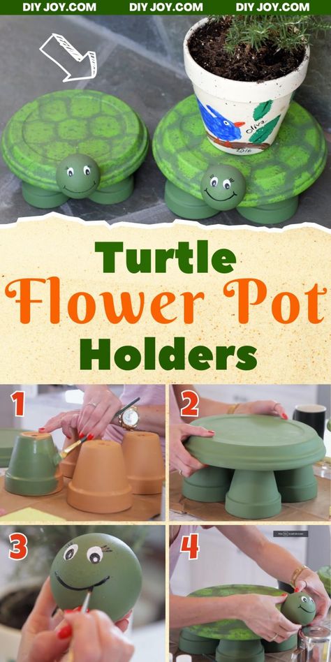 Plant Pots Crafts, Terra Cotta Pot Crafts Diy, Clay Pot Projects, Turtle Crafts, Clay Pot People, Terra Cotta Pot Crafts, Plant Decoration, Cute Turtle, Flower Pot Crafts