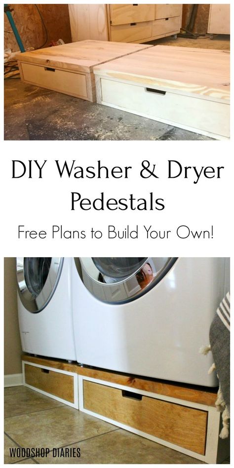 Diy Washer And Dryer Pedestal, Pedestal For Washer And Dryer, Washer And Dryer Stand, Laundry Room Pedestal, Washer Pedestal, Washer And Dryer Pedestal, Laundry Pedestal, Dream Laundry Room, Basement Laundry