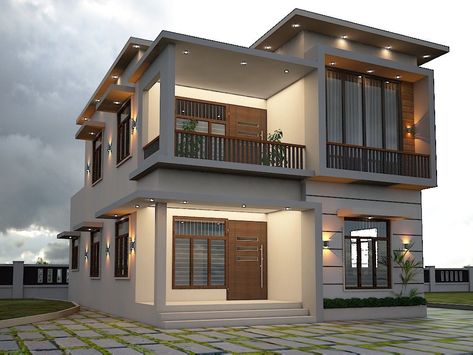 Latest House Design Architecture, Bunglow Elevation Modern, Flat House Design, Duplex Villa, Two Story House Design, 2 Storey House Design, House Outer Design, Small House Elevation, Small House Front Design