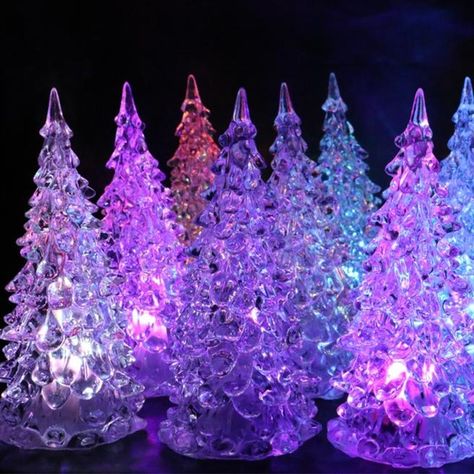 Christmas Tree Colorful Changing LED Desk Table Lamp Light With Seven Colors Romatic(Size:12 cm X 5.8 cm) Christmas Tree Colorful, Winter Wonderland Decor, Christmas Feels, Diy Holiday Party, Xmas Table Decorations, Led Christmas Tree Lights, Light Up Tree, Crystal Christmas Tree, Christmas Tabletop Decor