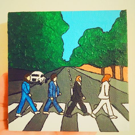 Beatles Canvas Painting, Canvas Album Cover Painting, Abbey Road Painting, Album Paintings On Canvas, Album Covers Painting, The Beatles Painting, Album Cover Paintings On Canvas, Music Painting Ideas, Album Cover Paintings