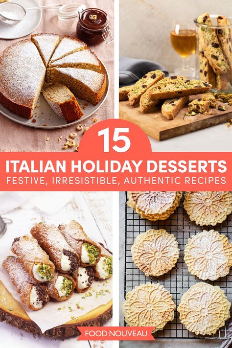 Treat your loved ones to these tempting and authentic Italian holiday desserts to add a deliciously sweet touch to festive meals! Italian Christmas Dessert Recipes, Italian Christmas Desserts, Zeppole Recipe, Authentic Italian Desserts, Mediterranean Desserts, Italian Desserts Traditional, Italian Recipes Dessert, Italian Pastries, Italian Holiday