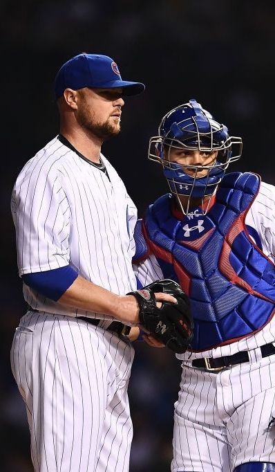 Jon Lester,Willson Contreras,CHC // April 11, 2018 v PIT Willson Contreras, April 11, Football Helmets, Football, Baseball, Quick Saves, American Football