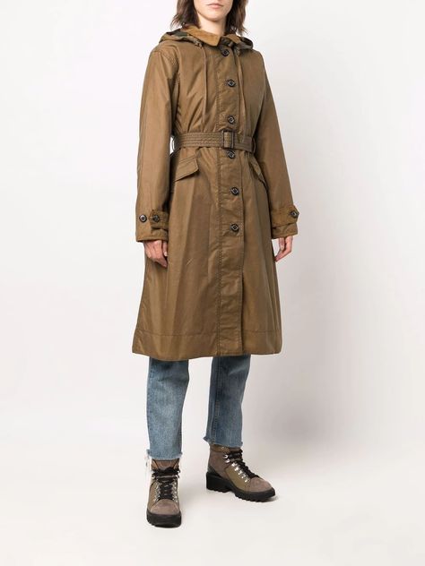 Barbour Alice Belted Trench Coat - Farfetch Belted Trench Coat, Raincoats For Women, Detachable Hood, Luxury Brands, Trench Coats, Knee Length, Trench Coat, Fashion Branding, Size 10