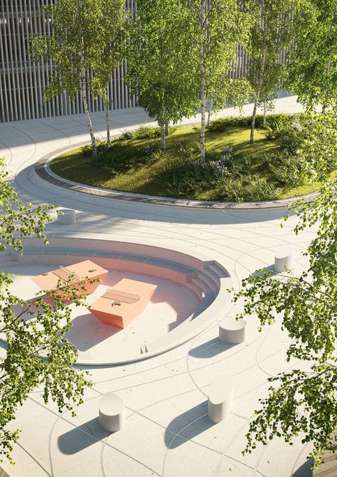 Stone Savelovskaya Office Center, Moscow|Visualization Urban Spaces Design, Pavement Design, Landscape And Urbanism Architecture, Plaza Design, Renovation Architecture, Urban Landscape Design, Public Space Design, Projects Design, Courtyard Design