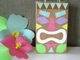 Homemade Luau Party Paper Bag Tiki Guy!: design sprinkle Luau Party Crafts, Luau Crafts, Kids Luau, Hawaii Crafts, Hawaiian Crafts, Hawaii Theme, Luau Party Decorations, Luau Birthday Party, Hawaiian Luau Party