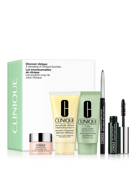 Discover Clinique Set | Clinique Foundation Shade Match, Glossier Mascara, Bottom Lash Mascara, Bath Salt Gift Set, Find Your Foundation Shade, Clinique Mascara, Bath Salts Gift, Clinique Skincare, Gifts Sets