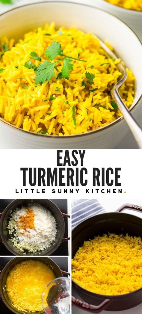 Tumeric Rice Recipe, Turmeric Rice Recipe, Chicken Instapot, Yellow Rice Recipes, Turmeric Rice, Little Sunny Kitchen, Sunny Kitchen, Healthy Chicken Recipes Easy, Turmeric Recipes