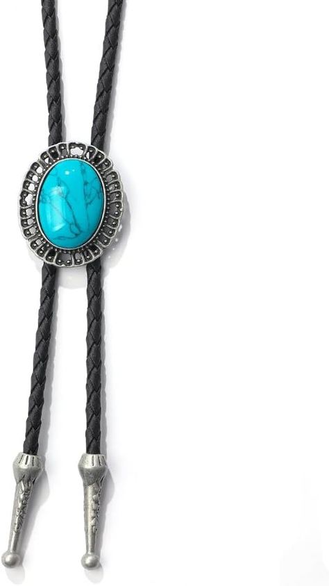 Amazon.com: AZORA Western Cowboy Bolo Tie Men Leather Necktie Leather Cord Turquoise Stone Bolo Necklace for Men Women : Clothing, Shoes & Jewelry Bolo Tie Men, Turquoise Bolo Tie, Western Bolo Tie, Bolo Necklace, Braid Jewelry, Tie Men, Bolo Tie, Western Leather, Western Cowboy