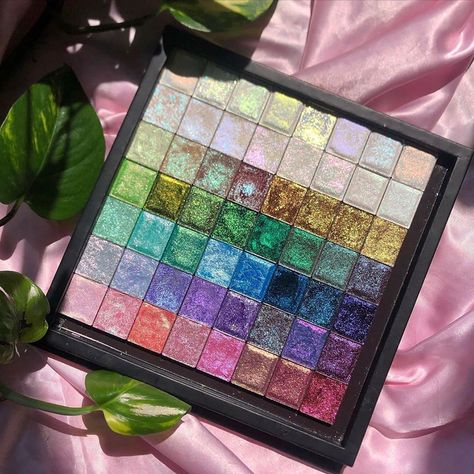 Clionadh Cosmetics Inc. on Instagram: “This palette looks like a sparkly bingo sheet! ✨🌈 Which row catches your eye? #stainedglasscollection . 📸 PHOTO CREDIT: @kumapans . . . 🏵…” Clionadh Cosmetics, Rainbow Eyeshadow, Duochrome Eyeshadow, Bingo Sheets, Indie Makeup, Eye Palettes, Vegan Cosmetics, Shop Makeup, Eyeshadow Pallets