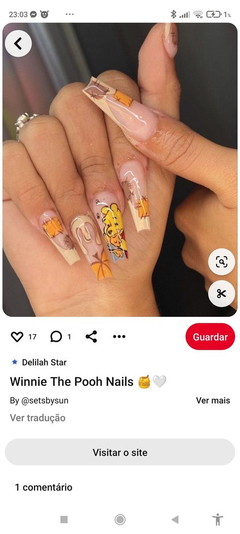 Pooh Bear Nails, Winnie The Pooh Nails, Pooh Nails, Bear Nails, Bears Nails, Great Nails, Pooh Bear, Fall Nail Designs, Cute Rings