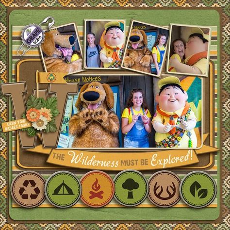 Wilderness_Explorers-web Trip Scrapbook, Discovery Island, Wilderness Explorer, Scrapbook Disney, Disney Layouts, Photo Scavenger Hunt, Disney Items, Love Scrapbook, Disney Scrapbooking Layouts