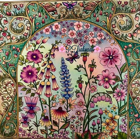 First completed page in this beautiful book 🌸💕. #worldofflowers #worldofflowerscoloringbook #johannabasford 🌸 Pencil Collection, Magical Jungle Johanna Basford, Colored Pencil Art Projects, Forest Coloring Book, Joanna Basford Coloring, Colouring Inspiration, Garden Coloring, Enchanted Forest Coloring, World Of Flowers