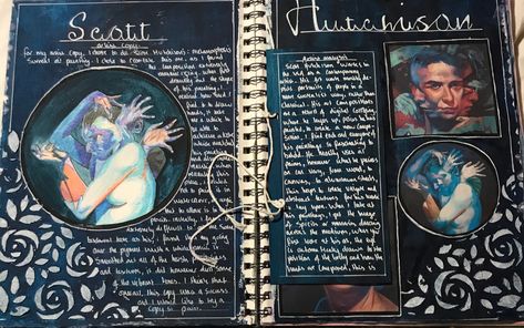 Double page on scott hutchisons beautiful work inspired my metamorphosis, mt artist copy to the left done in coloired pencil A Level Art Sketchbook Layout, A Level Art Themes, Artist Research Page, Artist Research, Sketchbook Layout, Textiles Sketchbook, Art Alevel, Gcse Art Sketchbook, A Level Art Sketchbook