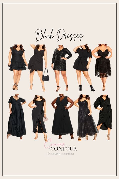 Black Dress Wedding Guest Plus Size, Wedding Guest Dress Apple Shape, Black Midi Dress Formal Plus Size, Plus Size Little Black Dress Winter, Plus Size Little Black Dress Wedding, Black Dresses Wedding, Plus Size Midi Lbd, Fall Fashion Plus Size, Big Size Dress