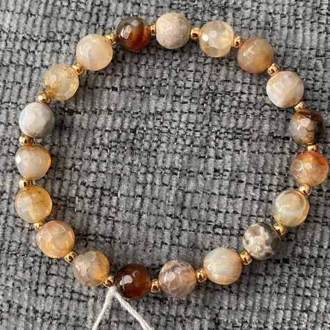 Genuine Fire Agate Gold Spacer Beads 7in Handmade By Me Fire Agate, Agate Bracelet, Spacer Beads, Womens Jewelry Bracelets, Precious Stones, Agate, Beaded Bracelets, Women Jewelry, Bracelet