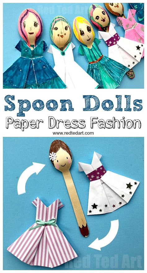 Paper Dress Fashion, Origami Dresses, Origami Doll, Barbie Products, Race Fashion, House Barbie, Wooden Spoon Crafts, Spoon Craft, Paper Dresses