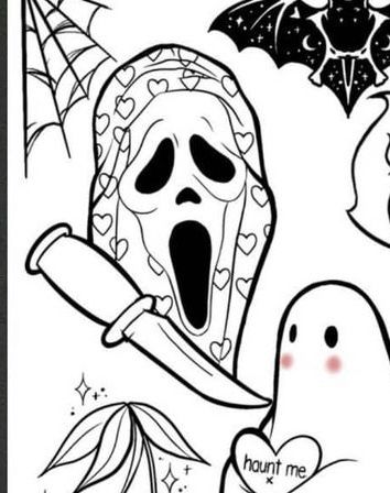 Ghost Face Outline Tattoo, Ghostface Outline Tattoo, Spooky Tattoo Stencil, Ghost Face Coloring Pages, Traditional Tattoo Stencils, Halloween Flash, Tattoo Coloring Book, Tattoo Outline Drawing, Creepy Tattoos