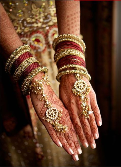 Jewelry Essentials for the Arms, Wrist and Fingers | Mine Forever Indian Bridal Jewellery, Big Fat Indian Wedding, Traditional Jewellery, Bridal Bangles, Gold And Red, Desi Wedding, Bridal Jewellery Indian, Asian Wedding, Hand Jewelry